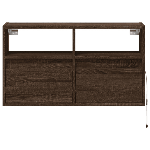 Móvel de parede p TV - Armário de TV c luzes LED 80x31x45cm carvalho castanho