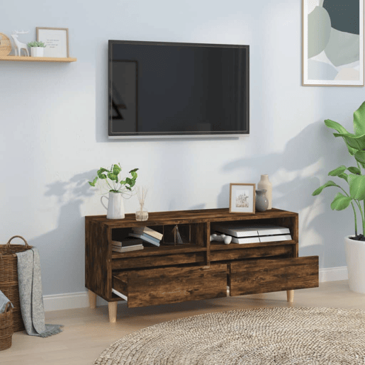 Móvel p TV, Armário de TV 100x34,5x44,5 cm derivados madeira carvalho fumado
