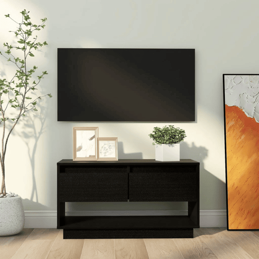 Móvel de TV - Modulo de TV - Armário de TV 74x34x40 cm madeira de pinho maciça preto