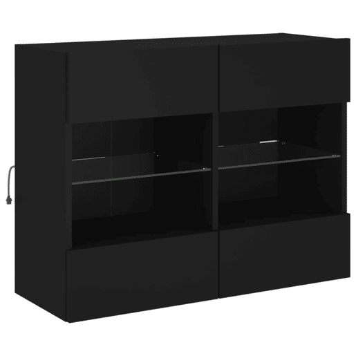 Móvel de parede para TV - Armário de TV com luzes LED 78,5x30x60,5 cm preto