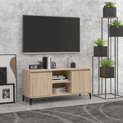 Móvel de TV - Modulo de TV - Armário de TV com pernas em metal 103,5x35x50 cm carvalho sonoma