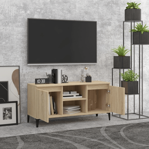 Móvel de TV - Modulo de TV - Armário de TV com pernas em metal 103,5x35x50 cm carvalho sonoma