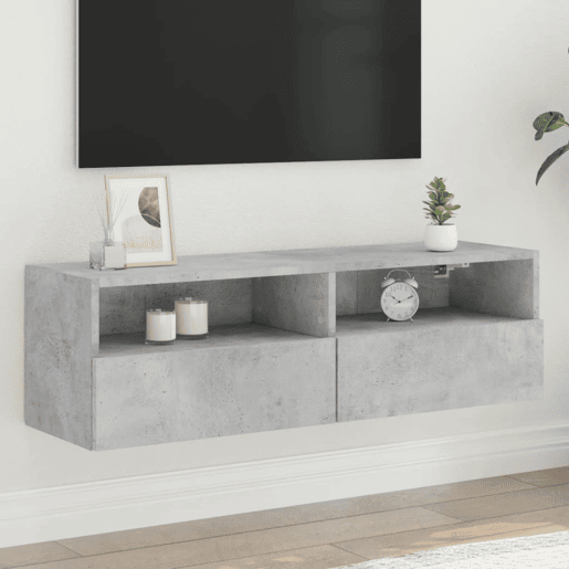 Móvel parede p TV - Armário TV 100x30x30 cm derivados madeira cinza cimento