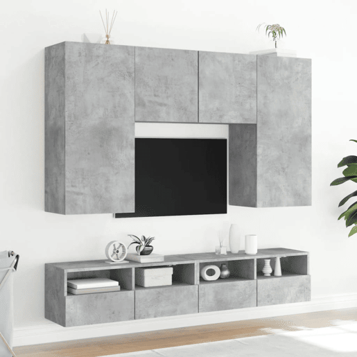 Móvel parede p TV - Armário TV 100x30x30 cm derivados madeira cinza cimento