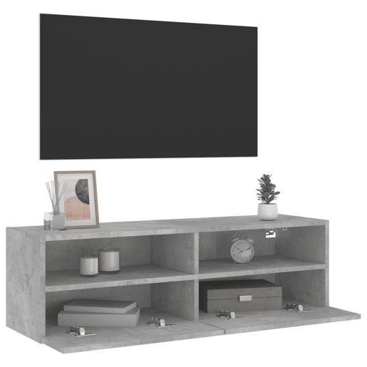 Móvel parede p TV - Armário TV 100x30x30 cm derivados madeira cinza cimento