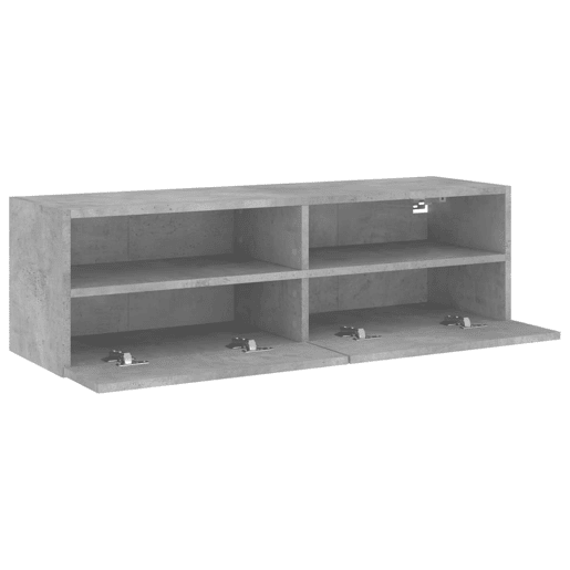 Móvel parede p TV - Armário TV 100x30x30 cm derivados madeira cinza cimento