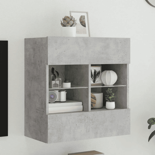 Móvel parede p TV - Armário TV c luzes LED 58,5x30x60,5 cm cinza cimento