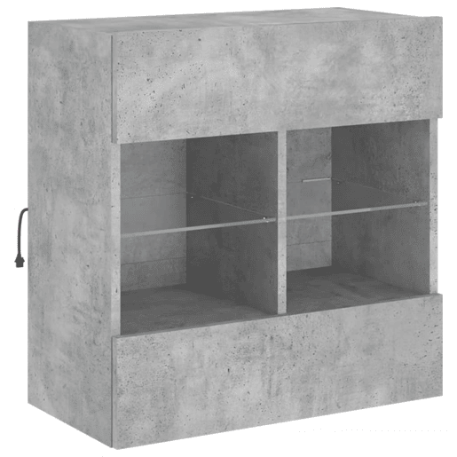 Móvel parede p TV - Armário TV c luzes LED 58,5x30x60,5 cm cinza cimento
