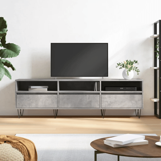 Móvel de TV - Modulo de TV - Armário de TV 150x30x44,5 cm derivados de madeira cinza cimento