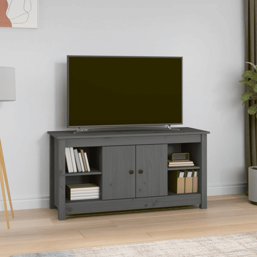 Móvel de TV - Modulo de TV - Armário de TV 103x36,5x52 cm madeira de pinho maciça cinzento