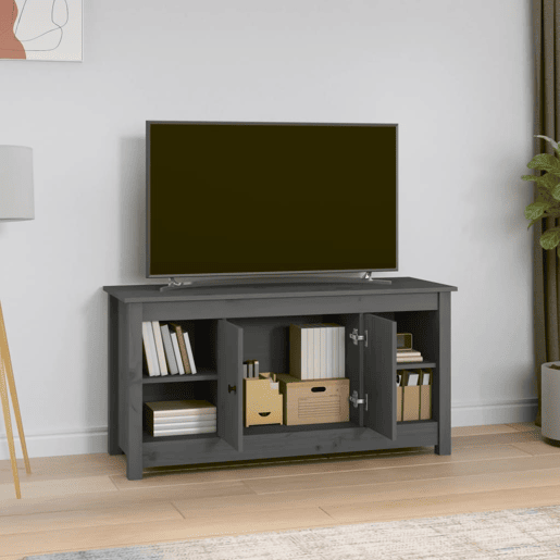Móvel de TV - Modulo de TV - Armário de TV 103x36,5x52 cm madeira de pinho maciça cinzento