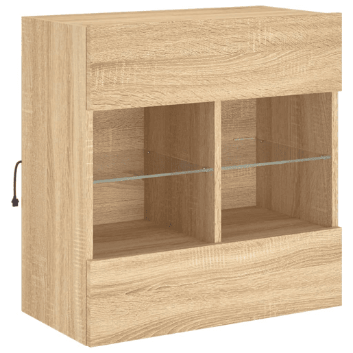 Móvel parede p TV - Armário TV c luzes LED 58,5x30x60,5cm carvalho sonoma