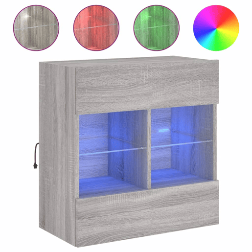 Móvel de parede p TV - Armário de TV c luzes LED 58,5x30x60,5 cm cinza sonoma