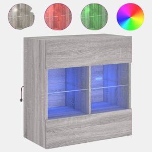 Móvel de parede p TV - Armário de TV c luzes LED 58,5x30x60,5 cm cinza sonoma