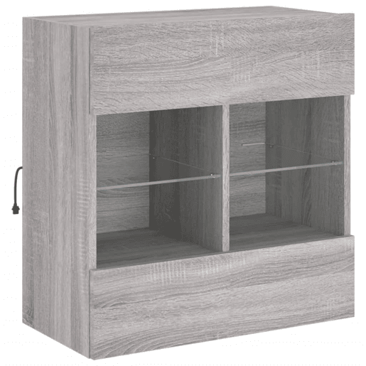 Móvel de parede p TV - Armário de TV c luzes LED 58,5x30x60,5 cm cinza sonoma