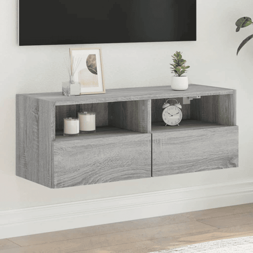 Móvel de parede p TV - Armário de TV 80x30x30cm derivados madeira cinza sonoma