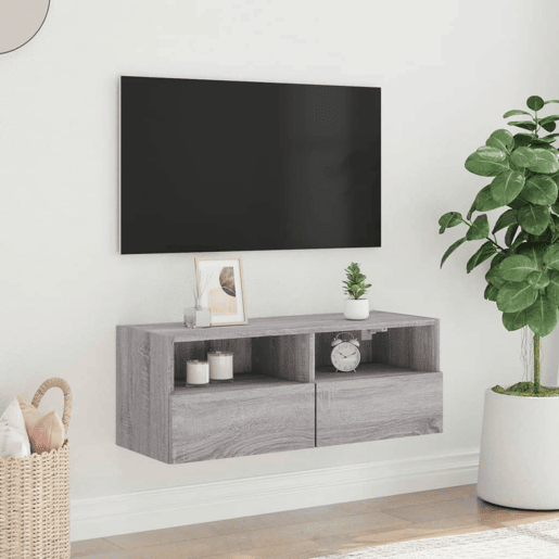 Móvel de parede p TV - Armário de TV 80x30x30cm derivados madeira cinza sonoma
