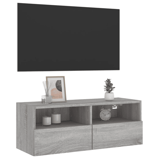 Móvel de parede p TV - Armário de TV 80x30x30cm derivados madeira cinza sonoma