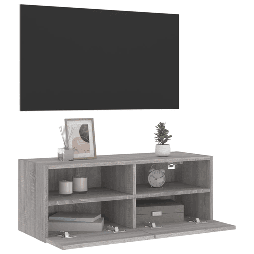 Móvel de parede p TV - Armário de TV 80x30x30cm derivados madeira cinza sonoma