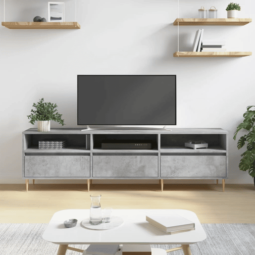 Móvel de TV - Modulo de TV - Armário de TV 150x30x44,5 cm derivados de madeira cinza cimento