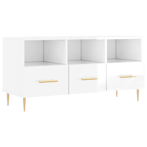 Móvel para TV - Móvel de TV - Armário de TV 102x36x50 cm derivados madeira branco brilhante