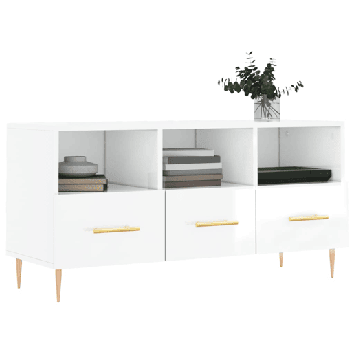 Móvel para TV - Móvel de TV - Armário de TV 102x36x50 cm derivados madeira branco brilhante