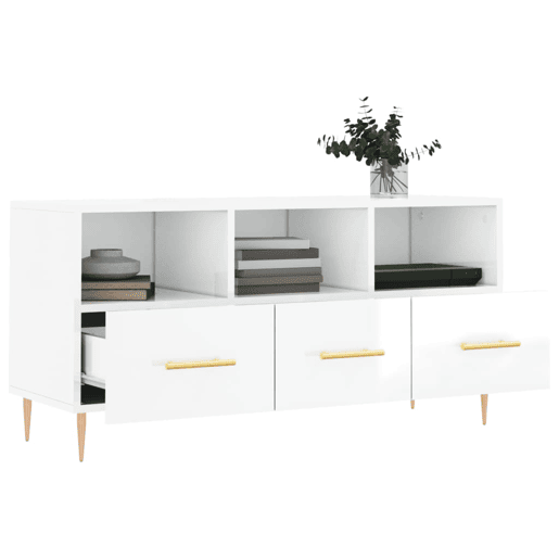 Móvel para TV - Móvel de TV - Armário de TV 102x36x50 cm derivados madeira branco brilhante