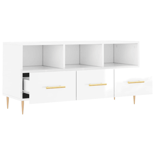 Móvel para TV - Móvel de TV - Armário de TV 102x36x50 cm derivados madeira branco brilhante