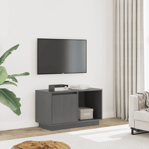 Móvel de TV - Modulo de TV - Armário de TV 74x35x44 cm madeira de pinho maciça cinzento