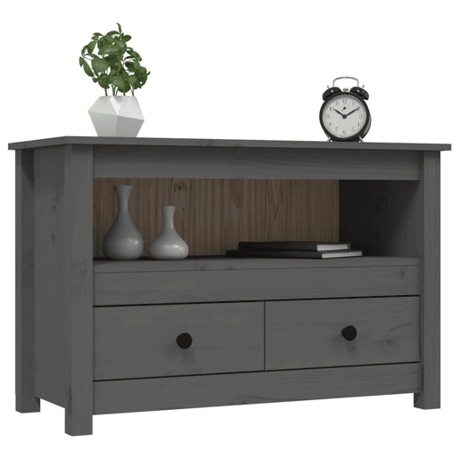 Móvel de TV - Modulo de TV - Armário de TV 79x35x52 cm madeira de pinho maciça cinzento