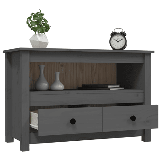 Móvel de TV - Modulo de TV - Armário de TV 79x35x52 cm madeira de pinho maciça cinzento