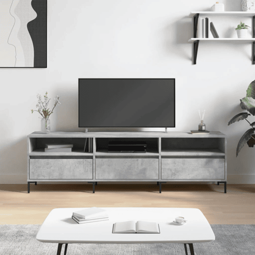 Móvel de TV - Modulo de TV - Armário de TV 150x30x44,5 cm derivados de madeira cinza cimento