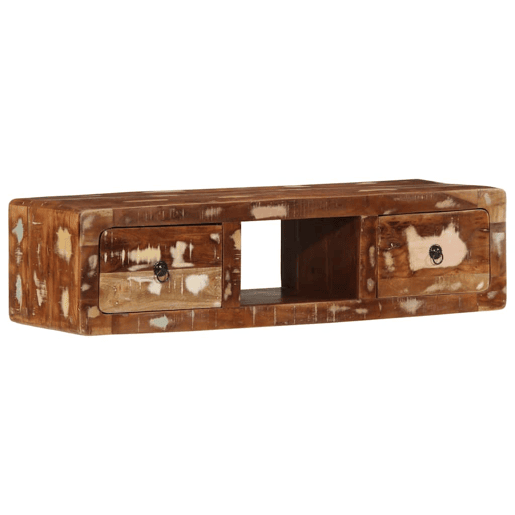 Armário de TV - Móvel de TV para parede 100x32x25cm madeira recuperada maciça