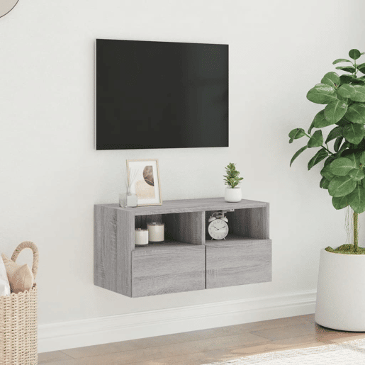 Móvel de parede p TV - Armário de TV 60x30x30cm derivados madeira cinza sonoma