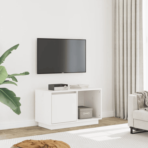 Móvel de TV - Modulo de TV - Armário de TV 74x35x44 cm madeira de pinho maciça branco