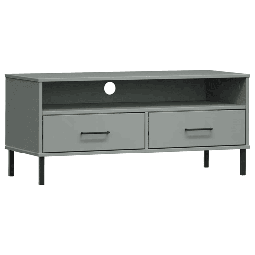 Móvel de TV - Modulo de TV - Armário de TV c pernas de metal OSLO pinho maciço cinzento