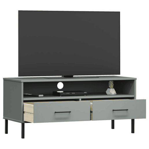 Móvel de TV - Modulo de TV - Armário de TV c pernas de metal OSLO pinho maciço cinzento