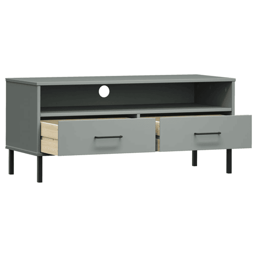 Móvel de TV - Modulo de TV - Armário de TV c pernas de metal OSLO pinho maciço cinzento