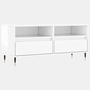 Móvel p TV, Armário de TV 100x34,5x44,5 cm derivados madeira branco brilhante