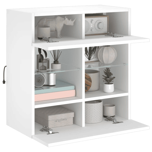 Móvel de parede para TV - Armário de TV com luzes LED 58,5x30x60,5 cm branco