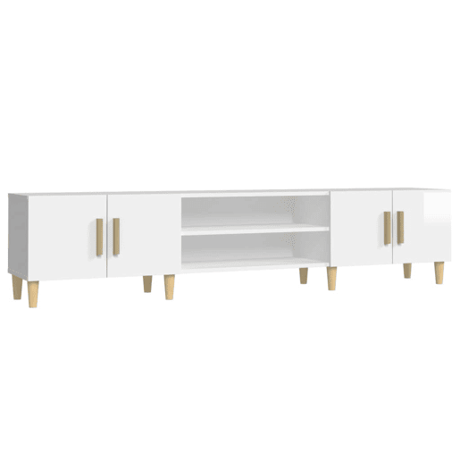 Móvel de TV - Modulo de TV - Armário de TV 180x31,5x40cm derivados de madeira branco brilhante