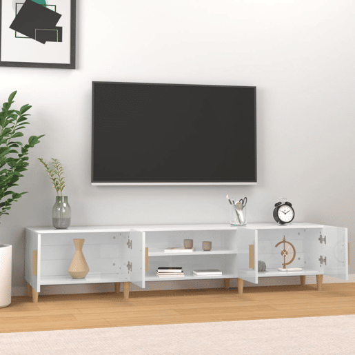 Móvel de TV - Modulo de TV - Armário de TV 180x31,5x40cm derivados de madeira branco brilhante