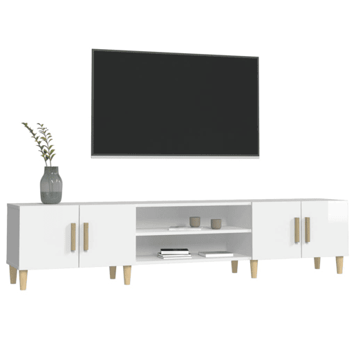Móvel de TV - Modulo de TV - Armário de TV 180x31,5x40cm derivados de madeira branco brilhante
