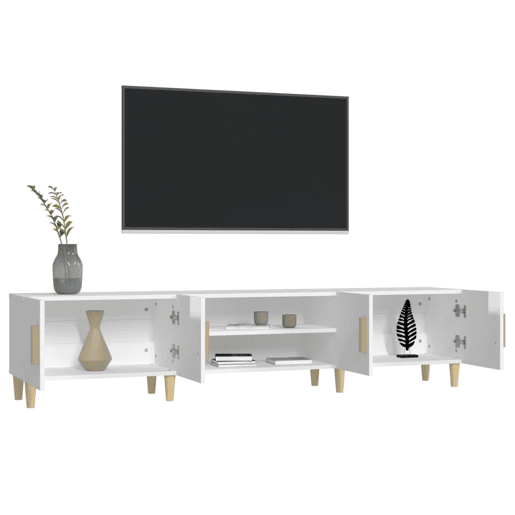 Móvel de TV - Modulo de TV - Armário de TV 180x31,5x40cm derivados de madeira branco brilhante