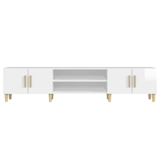 Móvel de TV - Modulo de TV - Armário de TV 180x31,5x40cm derivados de madeira branco brilhante