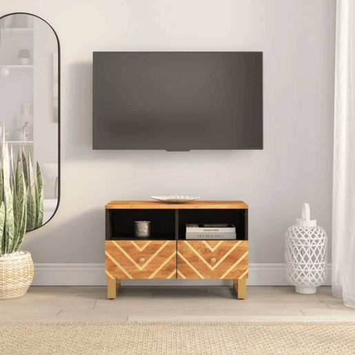 Móvel de TV - Modulo de TV - Armário de TV 70x33,5x46 cm mangueira maciça castanho e preto