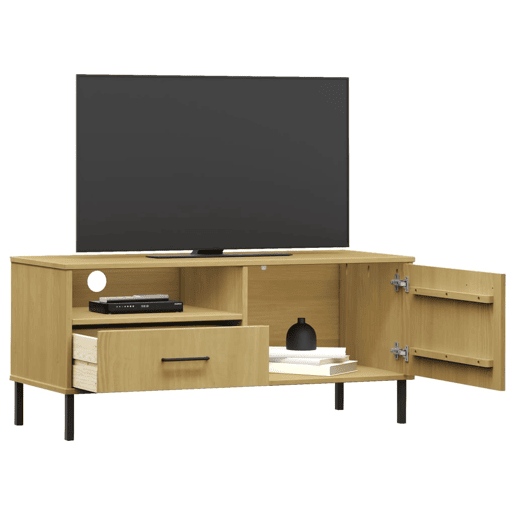 Móvel de TV - Modulo de TV - Armário de TV c pernas de metal pinho maciço OSLO castanho