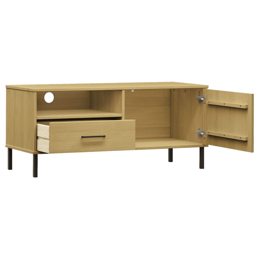 Móvel de TV - Modulo de TV - Armário de TV c pernas de metal pinho maciço OSLO castanho