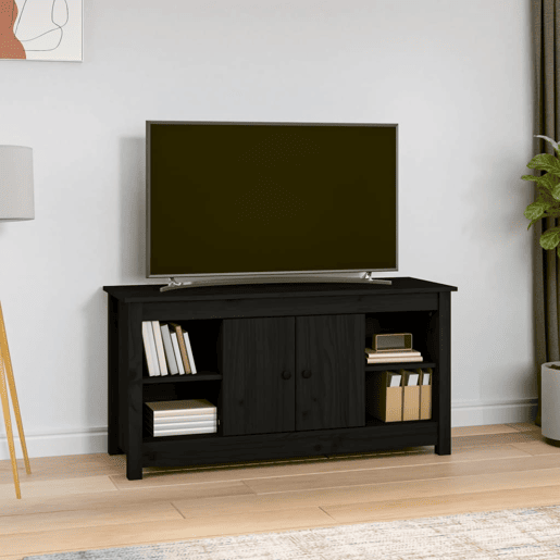 Móvel de TV - Modulo de TV - Armário de TV 103x36,5x52 cm madeira de pinho maciça preto
