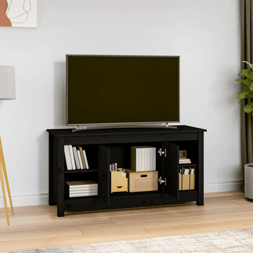 Móvel de TV - Modulo de TV - Armário de TV 103x36,5x52 cm madeira de pinho maciça preto